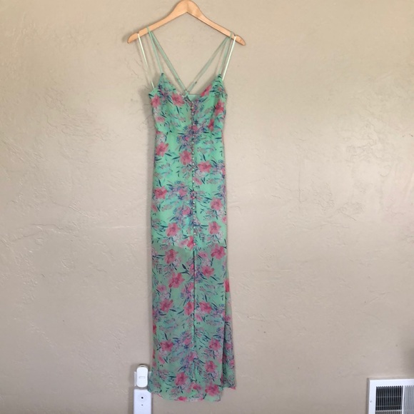 NWOT [love sadie] seafoam/pink floral maxi dress - Picture 3 of 8